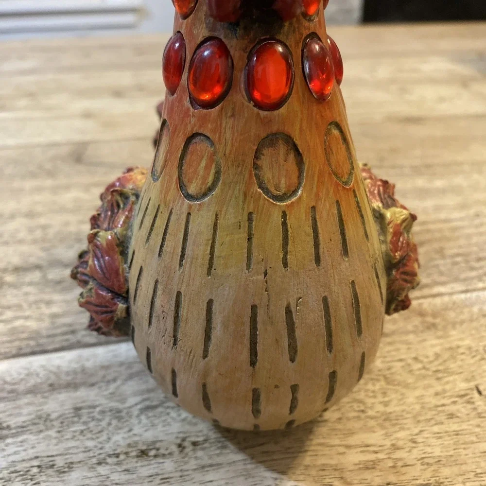 Resin Chicken Bejeweled Rooster Figurine Collectible Sculpture Whimsical 8